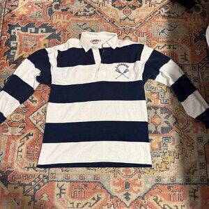 Barbarian Rugby Wear jersey. Vintage. Navy blue & white stripes. Size M